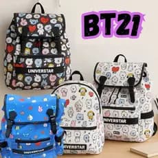Mochila de Costas Personagens BT21 Bolsa de Viagem Faculdade Trabalho Escola Ursinho Conforto