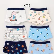 KIT 2, 4 ou 6 Cuecas Infantis Boxer 100% Algodão Toque Macio, Conforto e Estampas Divertidas