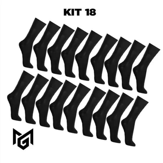KIT 18 Meias Masculinas Sociais de Algodão Preta Conforto e Estilo
