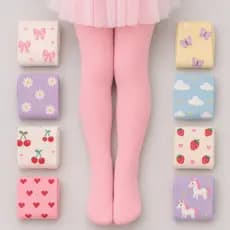 Kit 6 Meias Calças Infantil Femininas Fio 40 Grossa Reforçada Para Inverno Estampas Diversas Sortidas