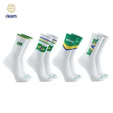 Kit 2 Meia Brasil Algodão Torcedor Rikam
