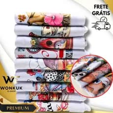 kit Pano de prato de cozinha estampado com bainha 100% algodão peças variadas