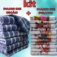 Kit Pano de Prato + Pano de Chão Xadrez Duplo em formato de Saco Pano de Prato Varias Estampas
