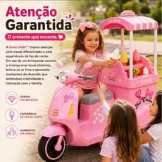 Luxo presente Moto Eletrica Infantil 12v Sorveteria Rosa Veiculo Eletronico Criança
