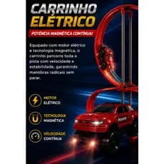 Pista de Corrida Infantil Looping Power Track Carrinho Elétrico Magnético Looping Duplo +60 Peças +6 Anos