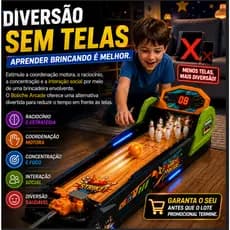 Jogo de Boliche Infantil Arcade Lançador Automático Luz e Som Pista 84cm Brinquedo Educativo