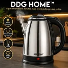 Chaleira Elétrica Inox 1,8L 1000W Desligamento Automático Base 360° Bico Vertedor DDG HOME