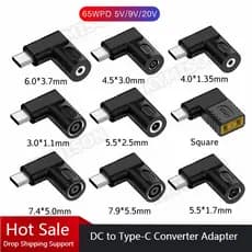 Conversor De Adaptador De Energia DC Para USB C PD 65W 5.5X2.5 7.4X5.0 Carregador De 4.5X3.0mm Conector Tipo Xiaomi Samsung