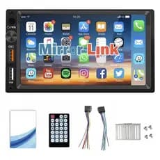 Sistema multimídia automotivo Mirrorlink 7020 com tela sensível ao toque de 7", preto