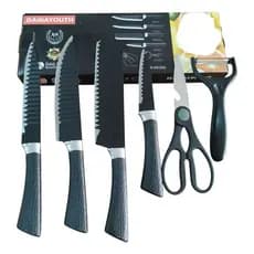 Kit Facas Cozinha Premium Inox 6 Peças Descascador Tesoura