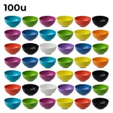 Kit 100 Potes Cozinha 380ml Tigelas Cumbucas Bowls Plástico Colorido Vivas Açaí Sorvete Doce Salgado