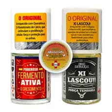 Kit SOS Unhas Base Fermento Ativa Crescimento + Xi Lascou + Abençoada Cerinha Top Beauty Tratamento