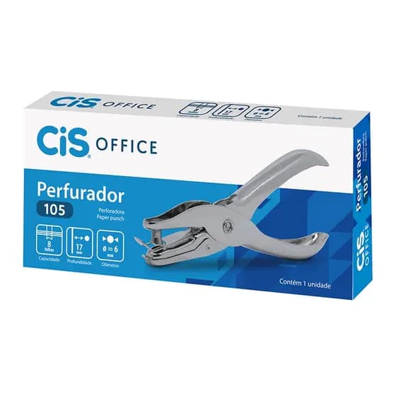 Perfurador de papel alicate 1 furo até 8 folhas 105 Cis