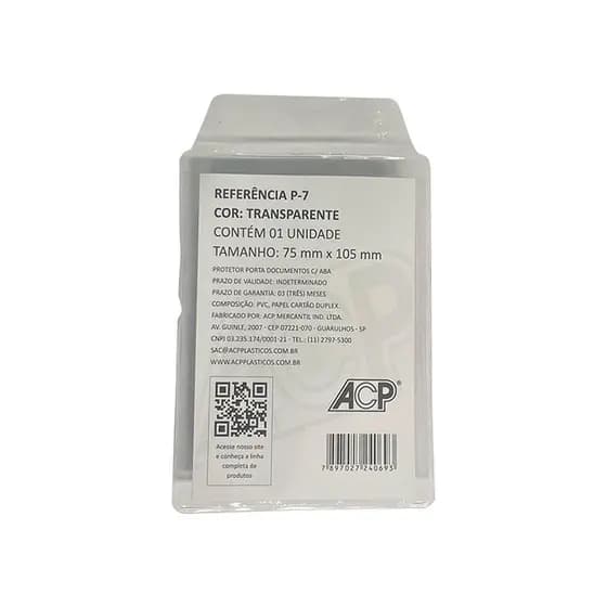 Porta documentos com aba P7 75x105mm unidade ACP