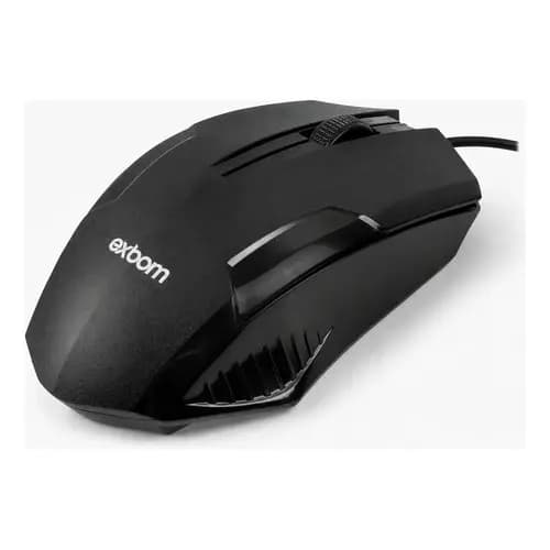 Mouse Óptico Usb C/ Fio Usb Ergonômico 1200 Dpi Ms-71 Exbom Preto