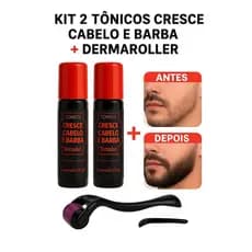 Kit Dermaroller+2Tônicos Ativador de Crescimento Capilar Preenche e Fortalece Barba Dermabel
