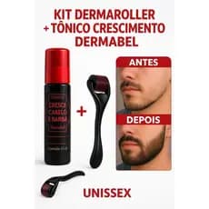 Kit Dermaroller+Tônico  de Crescimento Capilar Alecrim e Jaborandi Preenche a Barba Dermabel