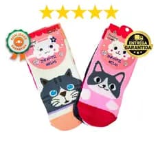 Kit 12 Pares Meia Infantil Menina Super Antiderrapante Cano Médio Sortida
