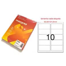 Etiqueta 6183 Ink/las 50,8x101,6mm 100 Folhas 10 Etiquetas por folha Maxprint