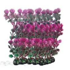 Planta Artificial Enfeite de Aquário Roxa/Verde 25cm c/ 10un