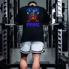 Camiseta masculina Oversized  para Academia Musculação camisa premium over  Vikings Streetwear 100% Algodão