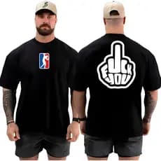 Camiseta masculina Oversized gola para Academia Musculação camisa premium over treino fuck you Streetwear 100% Algodão