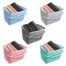 Kit Cesto Multiuso + 24 Prendedores de Roupas Cesto com Alça + Grampos de Varal
