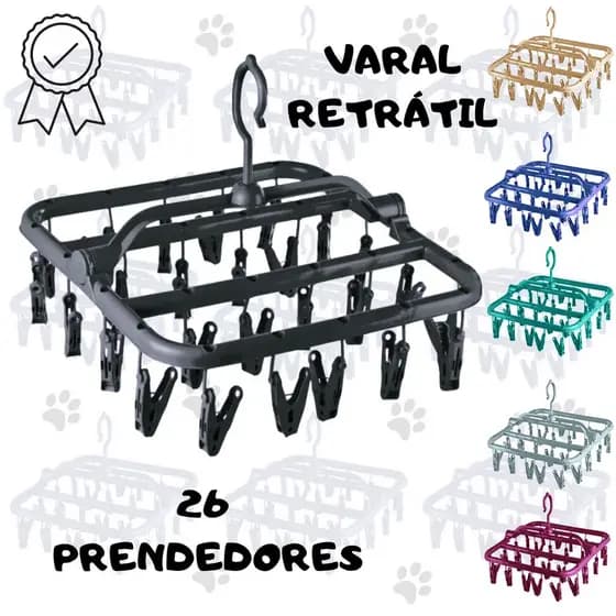 Varal Roupas Íntimas Retrátil Calcinha Cueca Meias 26 Prendedores Varal Apartamento Multiuso