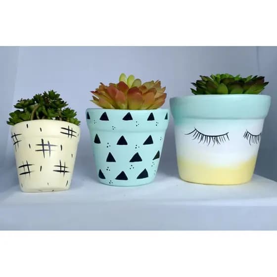 Trio De Vaso Parede Em Ceramica PMG