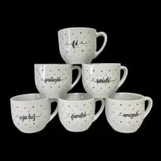 Conjunto De 6 Xícaras Paris Branca Decoradas 170 ML