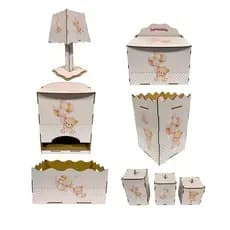 Kit Higiene  Bebê Selva Safari 8 Peças MDF Adesivado