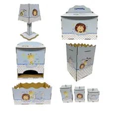 Kit Higiene  Bebê Selva Safari 8 Peças MDF Adesivado