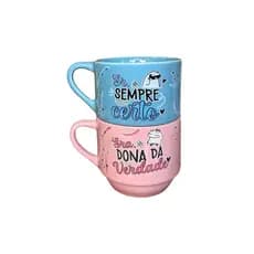 Conjunto 2 Xícaras Hotel Empilháveis Casal Flork Colorida 170 ml