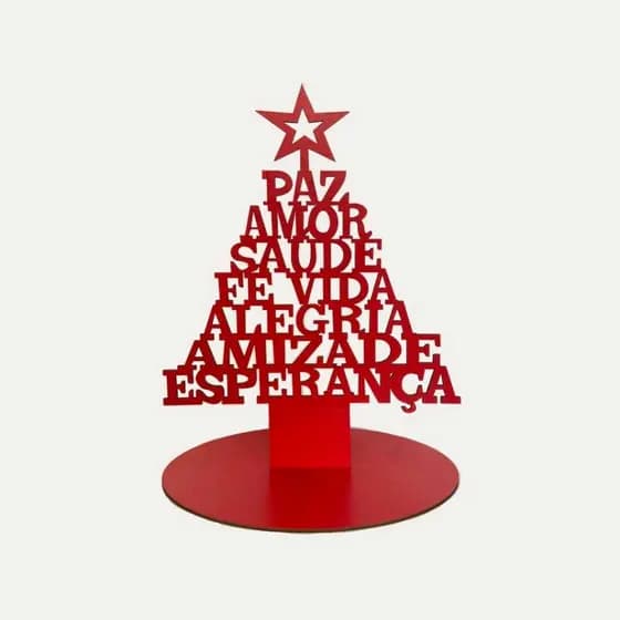 KIT 50 ÁRVORES DE NATAL MDF VERMELHA 15 CM