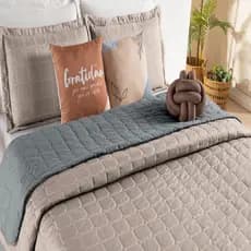 Kit Cobre Leito Paris Colcha Dupla Face 08 Peças Cama King Várias Combinações de Cores