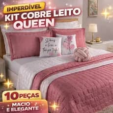 Kit 10 Peças Cobre Leito Dupla Face Paris Queen + 2 Porta Travesseiros Branco