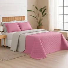 Colcha Casal Cama Box Cobre Leito Matelado Com Porta Travesseiros Decoração Posta