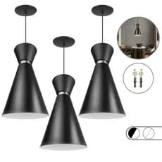 Kit 3 Luminária Lustre Pendente Berlim Pequim Dubai Em Alumínio De Teto Preto e Branco Balcão Bivolt