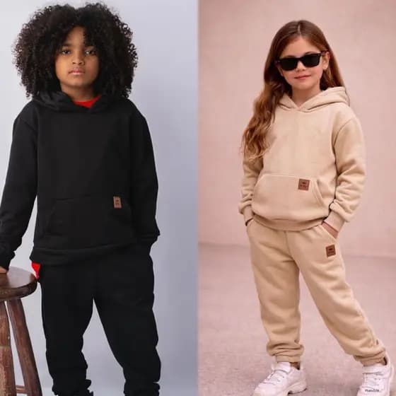 Conjunto Infantil Unissex Basico MOLETINHO Estiloso Calça e Casaco Menino e Menina 2 ao 14 Anos