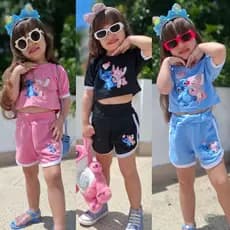 Conjunto Infantil Feminino Personagens Estilosa Short e Camisa Para Verão