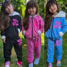 Conjunto Infantil Menina Stitch Moletinho 2 ao 14 com Pelinho Apenas no Capuz e Punho