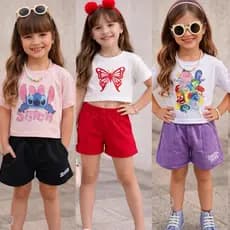 Conjunto Menina Infantil Blogueirinha Estilosa Short e Camisa Para Verão 2 ao 14 Anos