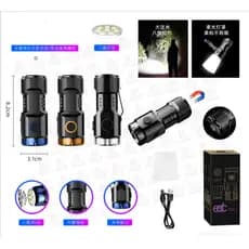 Lanterna COM 8 LED de imã alto brilho recarregavel carregamento USB portátil Alta Luminosidade