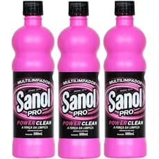 Kit com 3 Multilimpador Sanol Pro Power Clean 500ml Graxa, Óleo, Gordura, etc