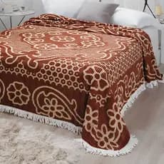 Colcha Chenille Casal Canelada Estampada Jolitex 2,20 X 2,40 Com Franja
