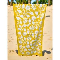 Toalha de Praia Floral Amarelo Aveludado Algodão Dohler