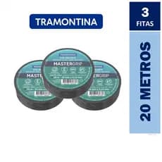 Kit Com 3x Fita Isolante 20 Metros Tramontina Mastergrip Preta Classe C 19 mm x 20m