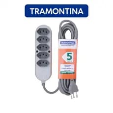 Extensão Elétrica 5 Metros Tramontina com 5 Tomadas de 3 Pinos (2P+T) 10A Cinza