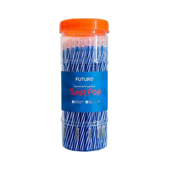 Caneta Esferografica Futuro Twist Pop 0,7Mm Azul Pote Com 50 Unidades Ref Fo232242