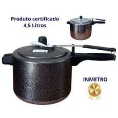 Panela de Pressão 4,5 Litros Certificada Inmetro Preta Polida